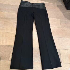 BCBG MAXAZRIA BLACK PANTS SIZE 8 FAUX LEATHER WAIST SIDE ZIP